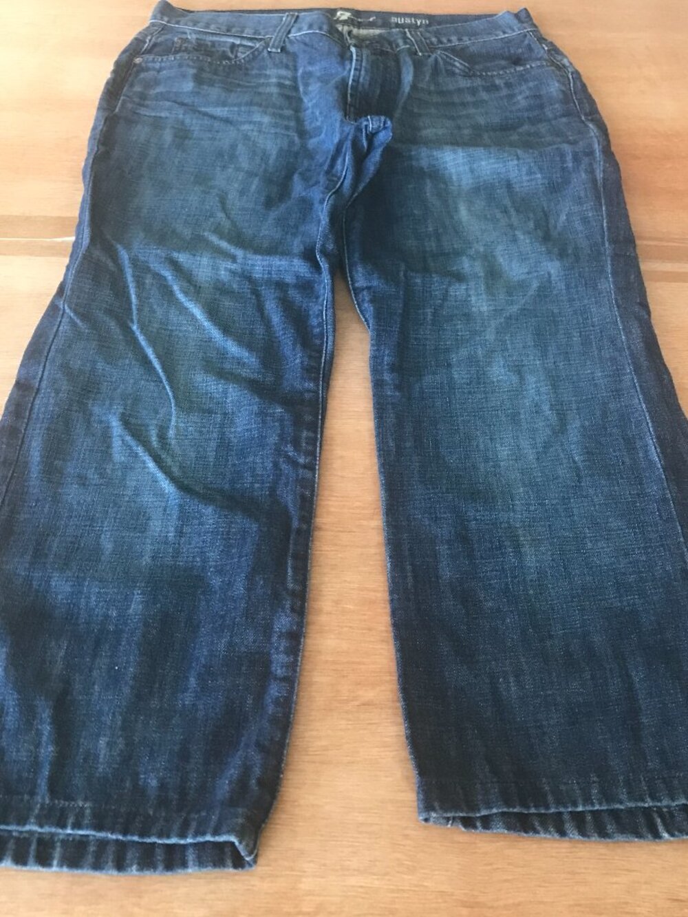 7 For All Mankind Austyn Straight Leg Jeans Men 32x24 Blue Mid Rise Dark Wash